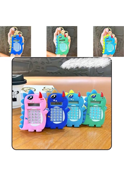 Mini 8 Haneli Hesap Makineli Labirent Oyunlu Dinazor Anahtarlık (1 Adet) (Ebat: 9,3 cm x 5,9 Cm)