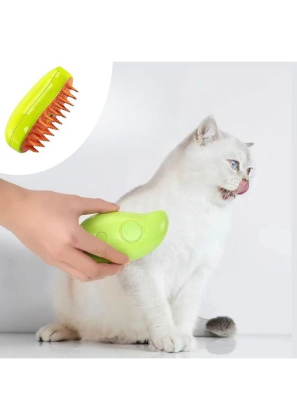 Buharlı Yumuşak Silikon Uçlu Kedi &amp; Köpek Tüy Tarama Tarağı Yıkama Fırçası (5232)