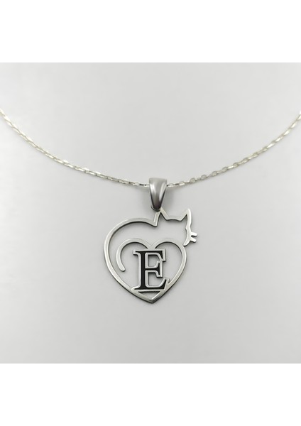 925 Ayar Gümüş Kişiselleştirilebilir Kedili Harf Kolye modelleri