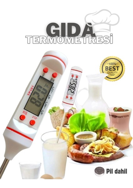 Daldırma Tipi Dijital Sıvı Termometre Mutfak ve Gıda Ölçüm Aleti