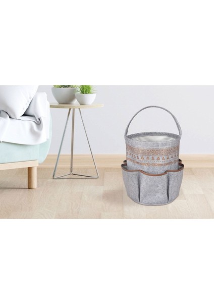 6 Cepli Yuvarlak Deri Şeritli Çok Amaçlı Organizer Kutu