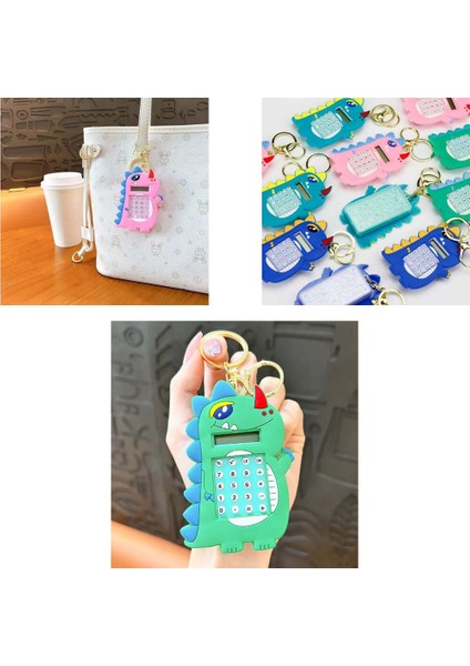 Mini 8 Haneli Hesap Makineli Labirent Oyunlu Dinazor Anahtarlık (1 Adet) (Ebat: 9,3 cm x 5,9 Cm)