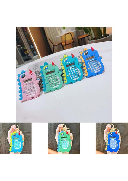 Mini 8 Haneli Hesap Makineli Labirent Oyunlu Dinazor Anahtarlık (1 Adet) (Ebat: 9,3 cm x 5,9 Cm)