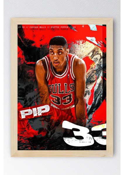 Scottie Pippen Çerçeveli Tablo - Chicago Bulls Nba Posteri Tablo