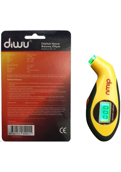 Aydınlatmalı Dijital Lastik Hava Basıncı Ölçer, Yakıt Tasarruflu ve Kolay Kullanım