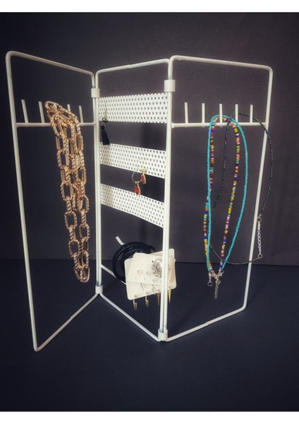 Beyaz Katlamalı Takı Düzenleyici, Şık ve Pratik Takı Saklama Çözümü