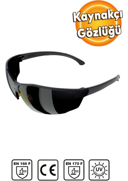 Siyah Uv Koruyucu Silikon Kaynakçı Gözlüğü, Güvenli ve Rahat Kullanım