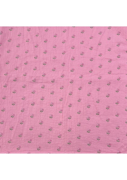 %100 Pamuk Müslin Kumaş – Pembe Zemin Üzeri Mini Çiçek Desenli – Yumuşak, Nefes Alabilen, Cilt Dostu Kumaş – En: 150 cm – Giyim, Bebek ve Ev Tekstili Için Uygun