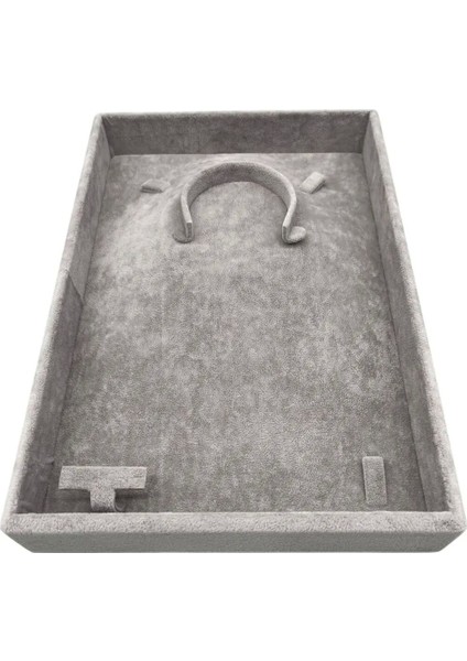 Yerli Süet Kumaş Gri Renk Mini Takı Sergileme Tablası 26/19 cm fiyatları