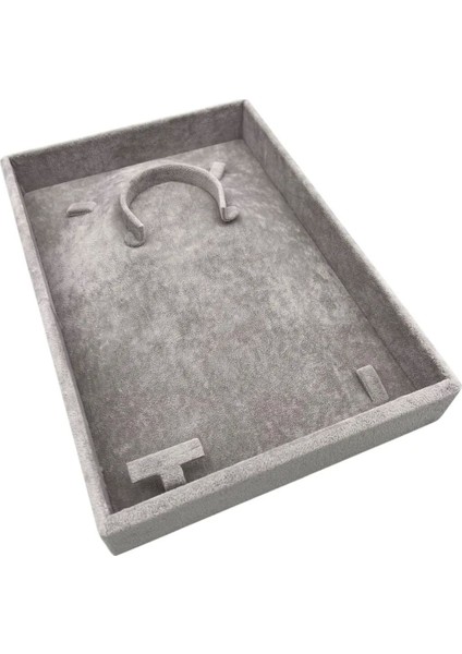 Yerli Süet Kumaş Gri Renk Mini Takı Sergileme Tablası 26/19 cm modelleri