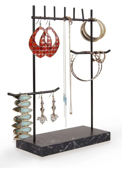 Şık Siyah Tasarım Detaylı Takı Sergisi, Zarif ve Fonksiyonel Dekorasyon Ürünü modelleri