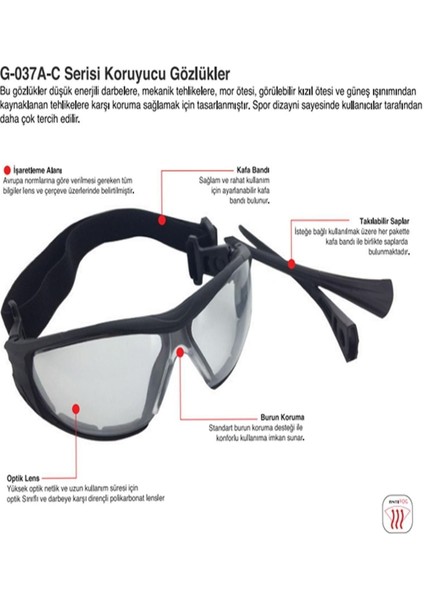 Çok Amaçlı Güvenlik Gözlüğü, Dayanıklı ve Rahat Kullanımıyla Koruma Sağlar.