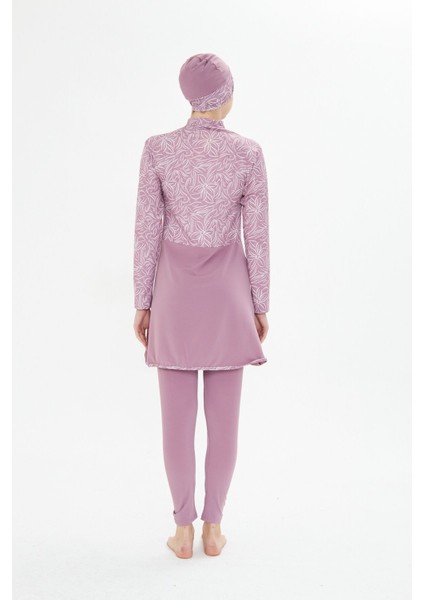 Kadın Tam Kapalı Tesettür Mayo 4 Parça – Desenli – Pudra-Xl fırsatları