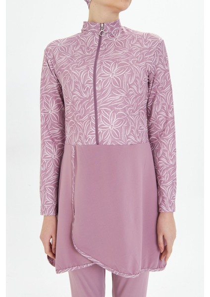 Kadın Tam Kapalı Tesettür Mayo 4 Parça – Desenli – Pudra-Xl indirimleri