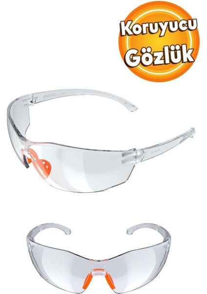 Şeffaf Laboratuvar Güvenlik Gözlüğü, Silikon Kaplamalı, Koruyucu ve Rahat Kullanım