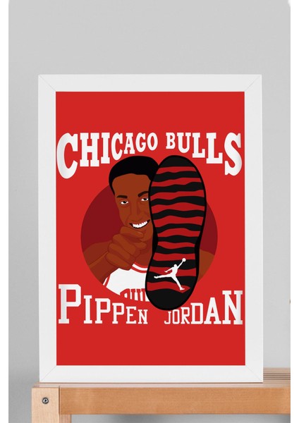 Scottie Pippen Çerçeveli Tablo - Chicago Bulls Nba Posteri Tablo