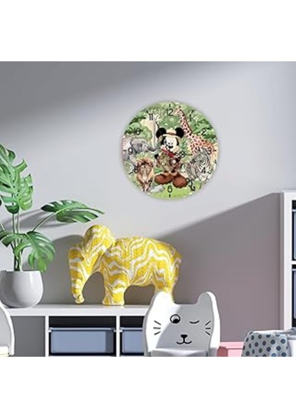 Çocuk ve Bebek Odası Için Renkli Sessiz Duvar Saati, Uv Dijital Baskı, 28 cm