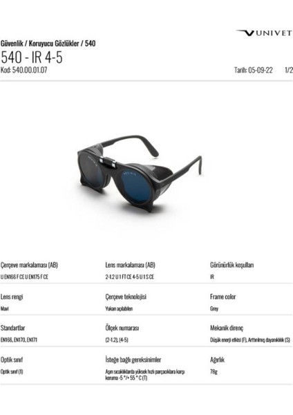 Yüksek Güçlü Kaynakçı Koruma Gözlüğü, Güvenle Kullanım Için Tasarlandı modelleri