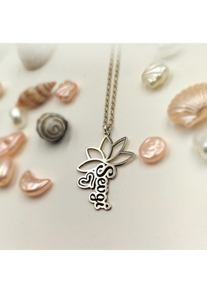 925 Ayar Gümüş Kişiselleştirilebilir Lotus ve Isim Kolye
