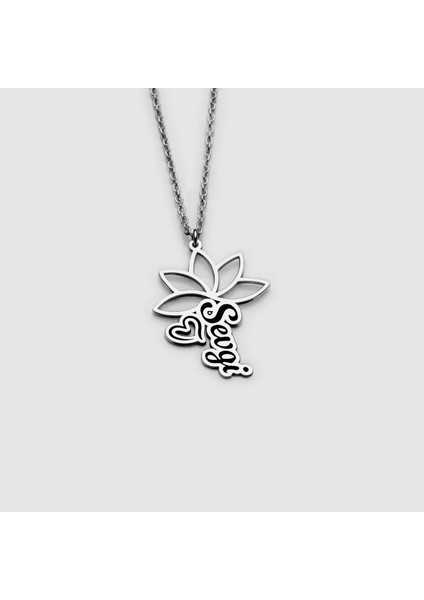 925 Ayar Gümüş Kişiselleştirilebilir Lotus ve Isim Kolye modelleri