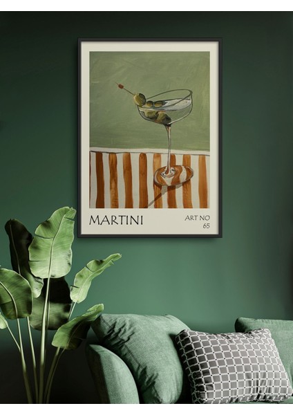 Tekli Çerçeveli Tablo Martini Art Poster Tablo TK/702