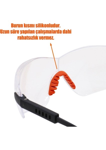 Şeffaf Laboratuvar Güvenlik Gözlüğü, Silikon Kaplı, Çapak Koruyucu, Dayanıklı