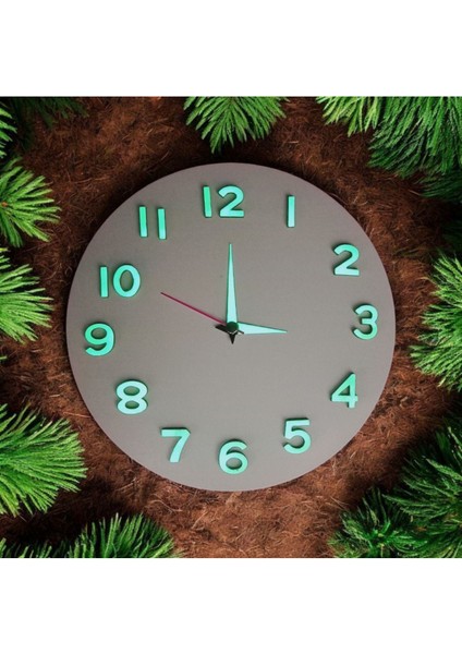 Fosforlu 3D Ahşap Rakamlı Çocuk Odası Duvar Saati, 22 Cm, Beyaz, Renkli Detaylar fiyatları
