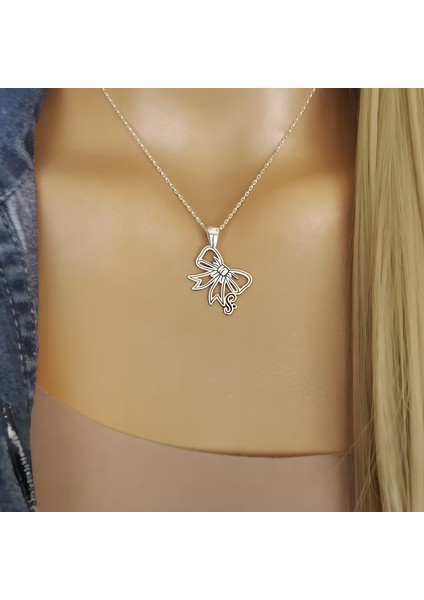 925 Ayar Gümüş Kişiselleştirilebilir Fiyonk Harf Kolye