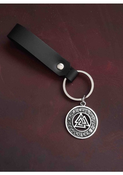 Anahtarlık Valknut Sembol Moda El Yapımı Gerçek Deri Anahtarlık Hediye Anahtarlık