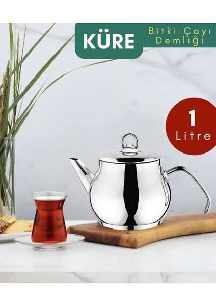 Paslanmaz Çelik Metalik Küre 1.00 Lt. Bitki Çayı Demliği