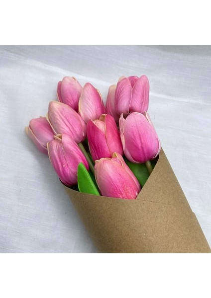 10 Adet Pembe Yapay Islak Lale, Gerçekçi Doku, Şık ve Dayanıklı Çiçekler fiyatları