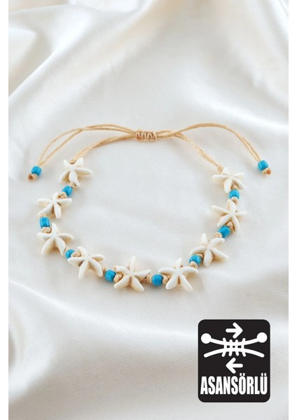 İpli Ve Boncuklu Deniz Yıldızı Asansörlü Ayarlanabilir Her Bileğe Uygun Halhal Bileklik Yazlık Plaj Takısı Kadın Şık Ayak Bilekliği indirimleri