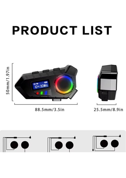 Y30 Motosiklet Kask Bluetooth Kulaklık Interkom Fm Radyolu