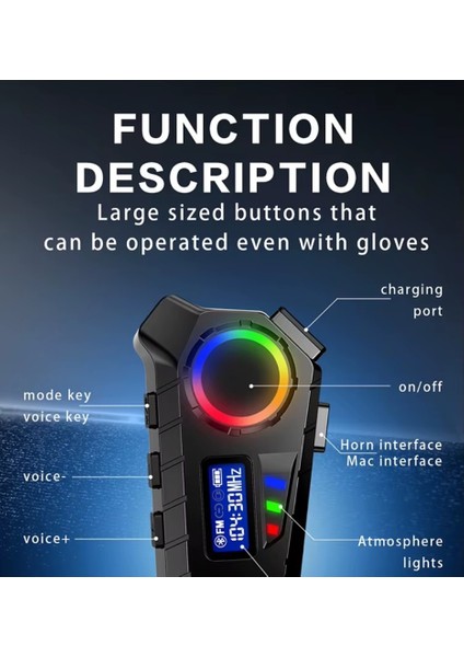 Y30 Motosiklet Kask Bluetooth Kulaklık Interkom Fm Radyolu