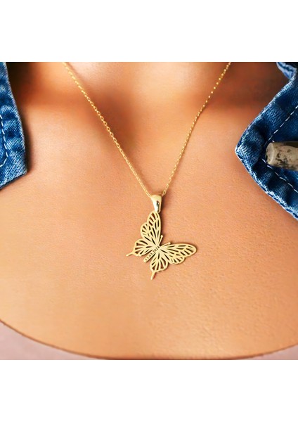 925 Ayar Gümüş Kişiselleştirilebilir Kelebek Sembolü ve Tarih Kolye