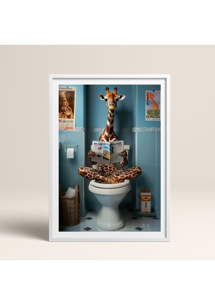 Tekli Ahşap Çerçeveli Tablo Tek Parça Cool Zürafa Poster Tablo TK/983
