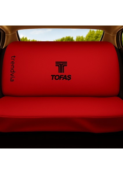 Tofaş Logolu Kırmızı Oto Koltuk Kılıfı Takımı - Penye Kumaş Ön ve Arka Koltuklara Uyumlu fiyatları