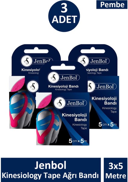 Jenbol Tape 5 cm x 5 M - Pembe 3 Adet