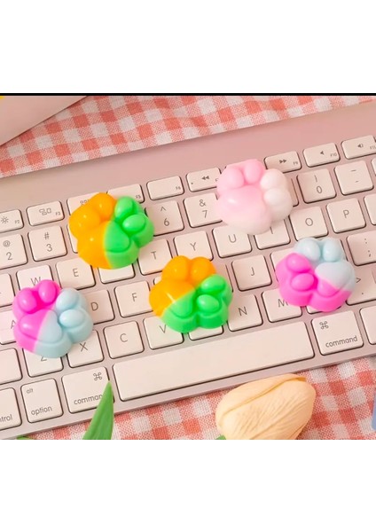 1 Adet Kedi Patisi, Taba Sukuşi, Squishy Pati, Tüylü Pati, Stress Oyuncak 4 cm Mini
