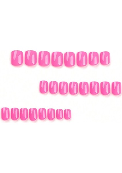 Fuşya Pembe Düz Kısa 24’lü Takma Tırnak Seti ve Zararsız Yapıştırıcı fırsatları