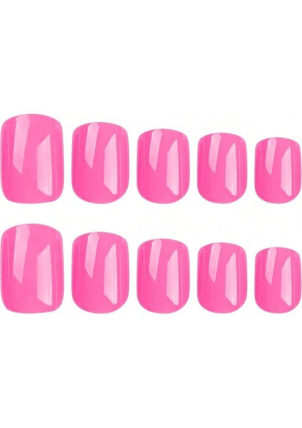 Fuşya Pembe Düz Kısa 24’lü Takma Tırnak Seti ve Zararsız Yapıştırıcı indirimleri