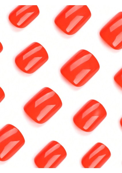 Nar Çiçeği Düz Kısa 24’lü Takma Tırnak Seti ve Zararsız Yapıştırıcı fiyatları