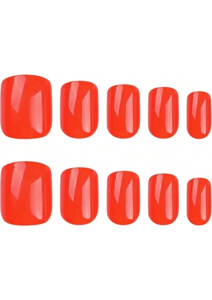 Nar Çiçeği Düz Kısa 24’lü Takma Tırnak Seti ve Zararsız Yapıştırıcı modelleri