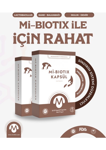 Kedi Köpek Prebiyotik ve Probiyotik Kapsülü 14 GR ”Mi-Biotix”