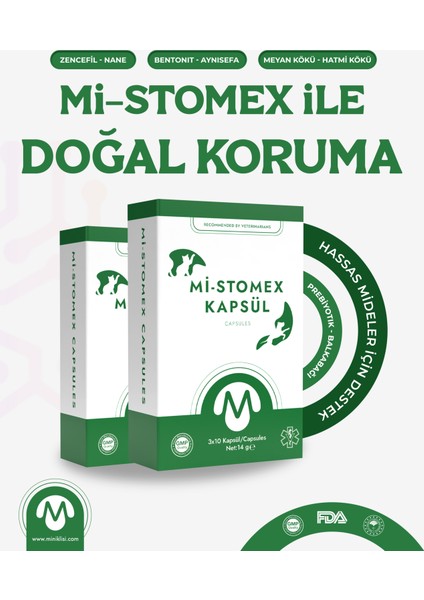 Kedi Köpek Mide Koruyucu Kapsül 14 GR ”Mi-Stomex”
