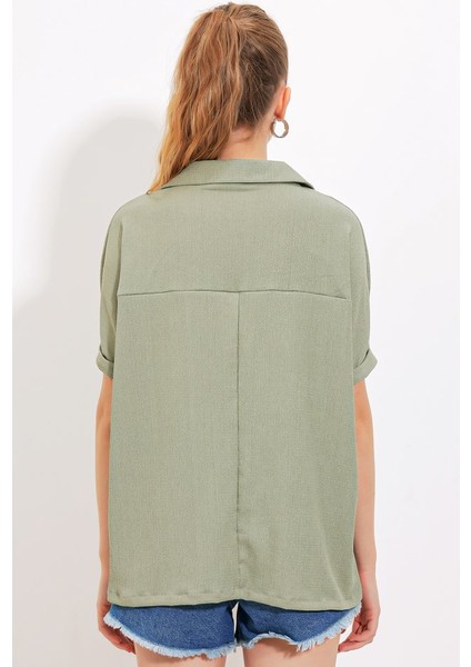 Çağla Oversize Polo Yaka Örme Bluz 0486