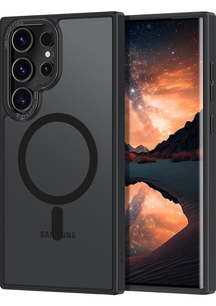 Samsung Galaxy S23 Ultra Uyumlu Kamera Korumalı Magsafe Wireless Şarj Özellikli Mat Silikon Kılıf