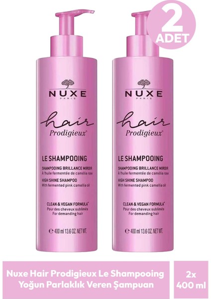 Nuxe Hair Prodigieux Le Shampooing Yoğun Parlaklık Veren Şampuan 400 ml 2 Adet