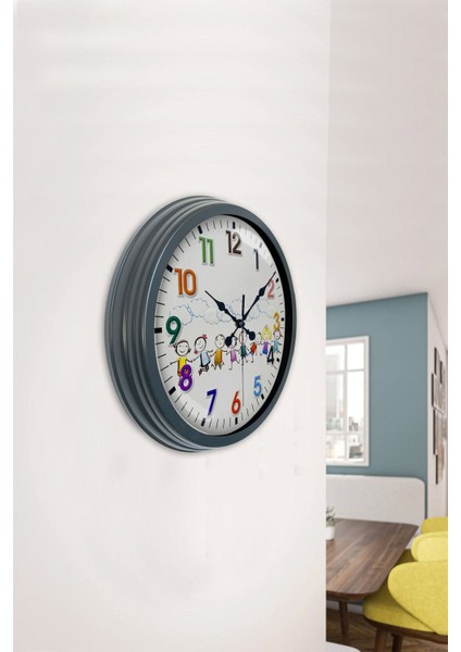 40 cm Siyah Metal Çocuk Odası Duvar Saati, Şık ve Kullanışlı Tasarım fiyatları