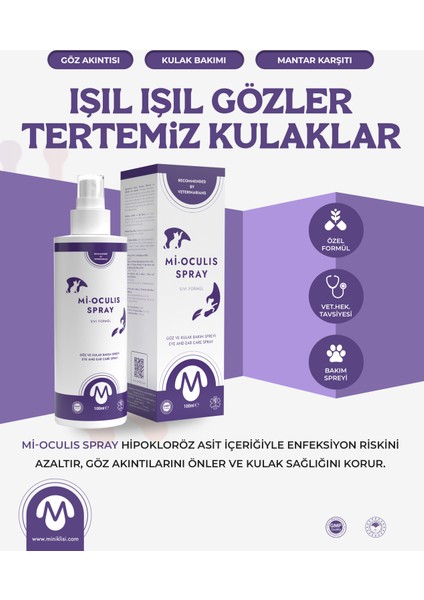 Kedi Köpek Göz ve Kulak Bakım Spreyi Hipokloröz Asit Mi-Oculis fırsatları